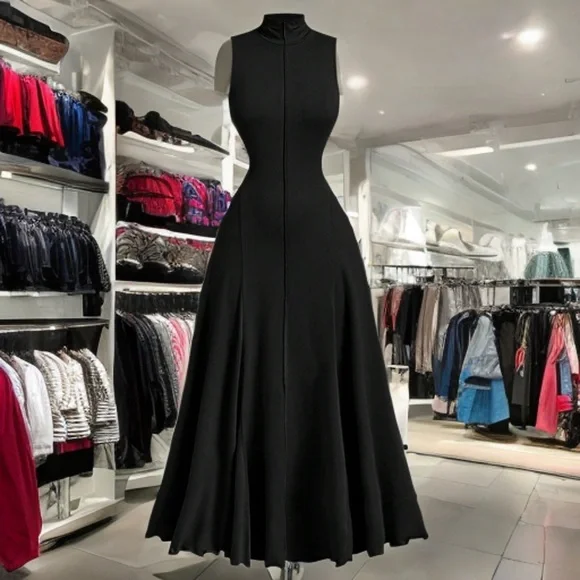 Women's Turtleneck Sleeveless Dress - Picture 2 of 8